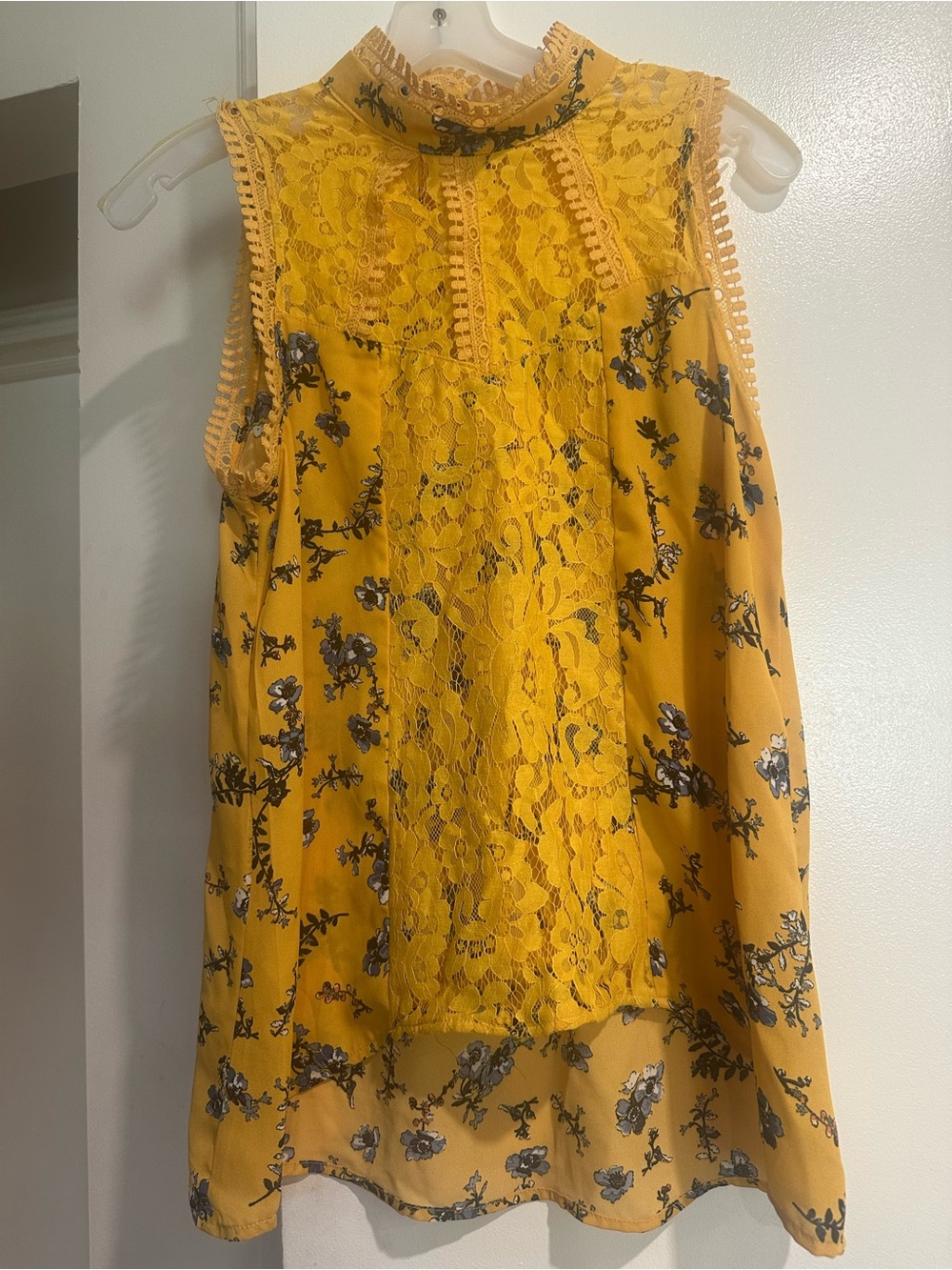 Self Esteem Yellow Lace Floral Halter Top